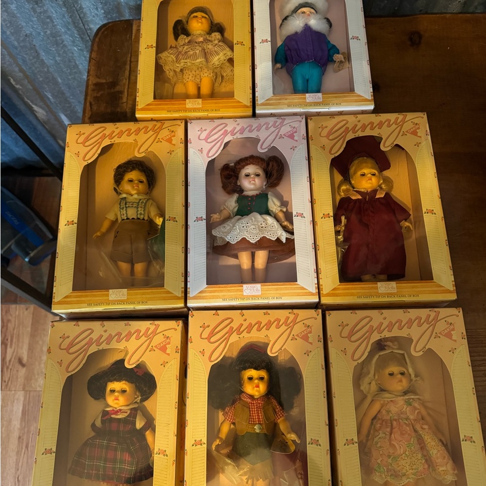 Vintage Ginny dolls. Lot of 8.  NIB